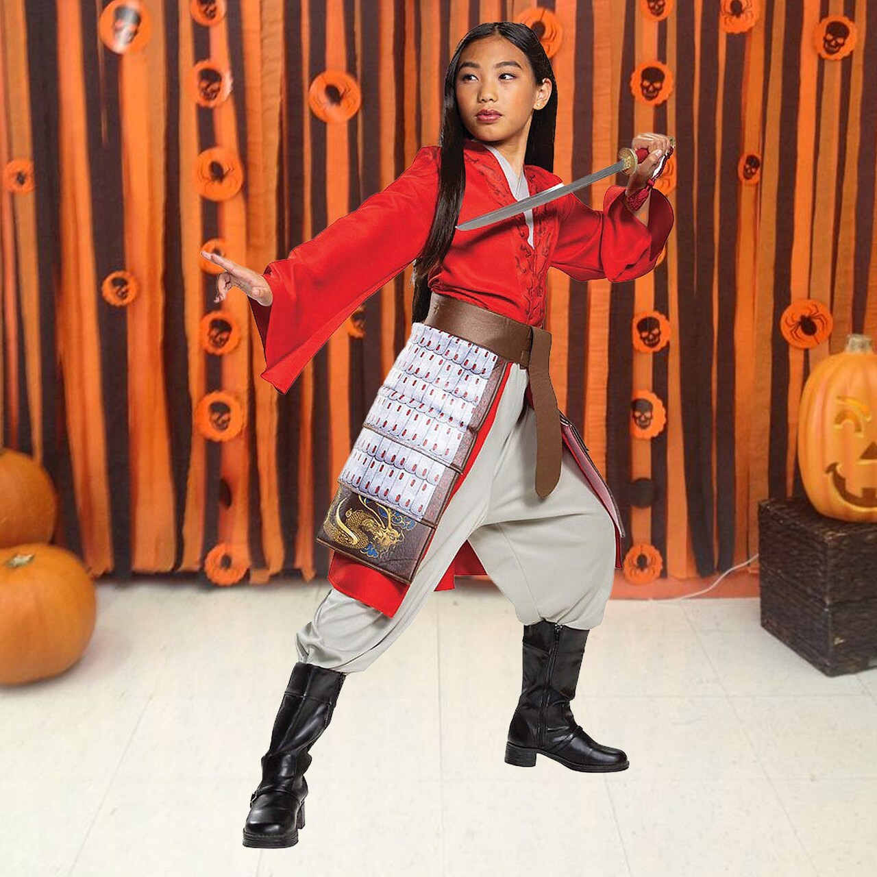 Mulan Hero Red Dress DLX Costume Deluxe Disney Warrior Outfit